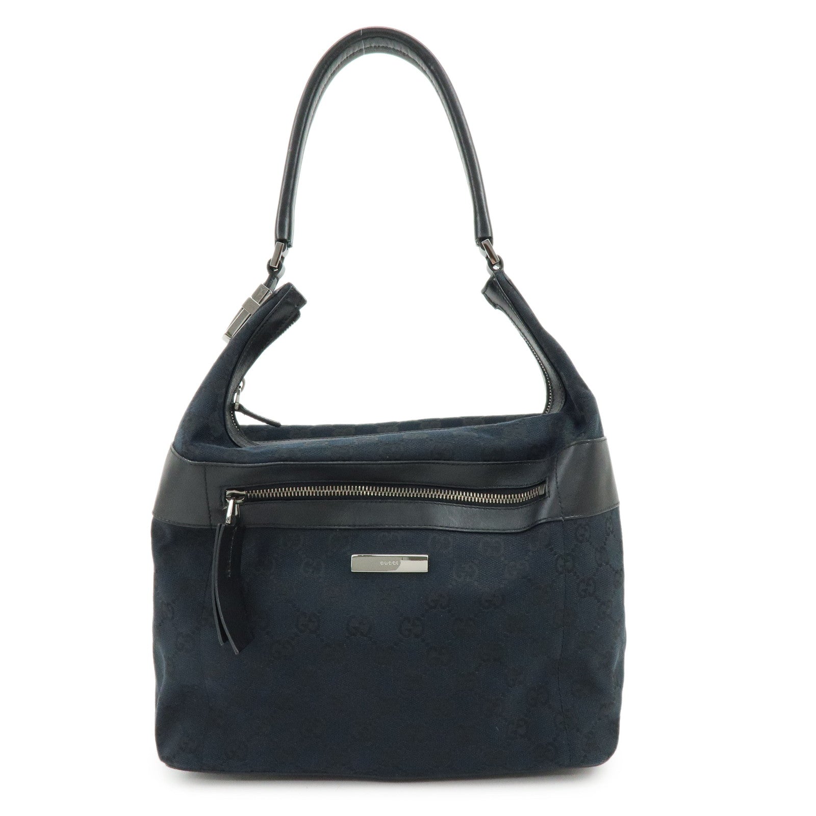 GUCCI GG Monogram Canvas Leather Shoulder Bag Black 001・4298