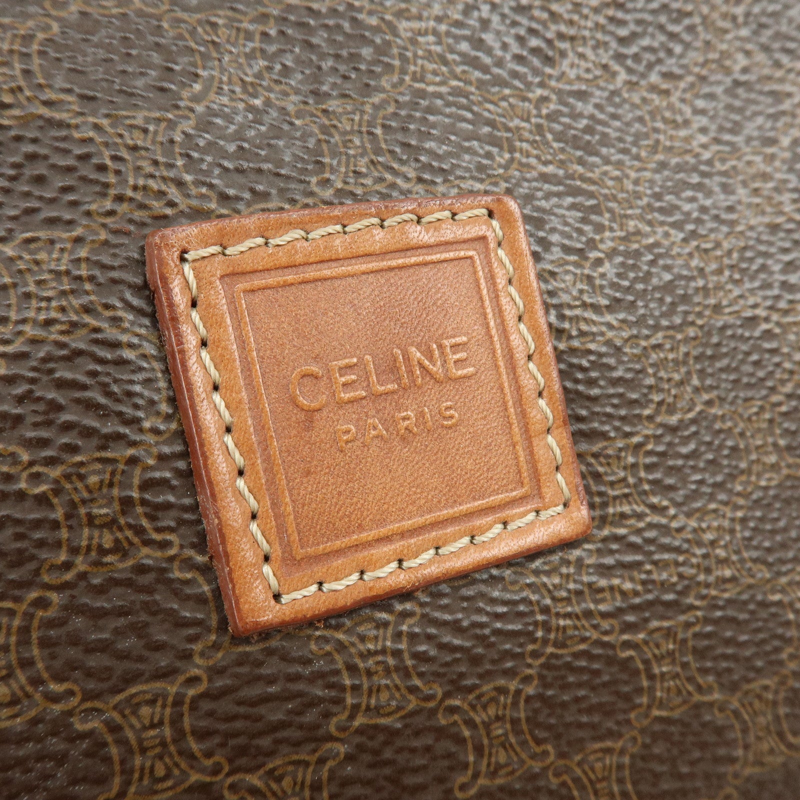 CELINE Macadam PVC Leather Pouch Cosmetic Pouch Brown