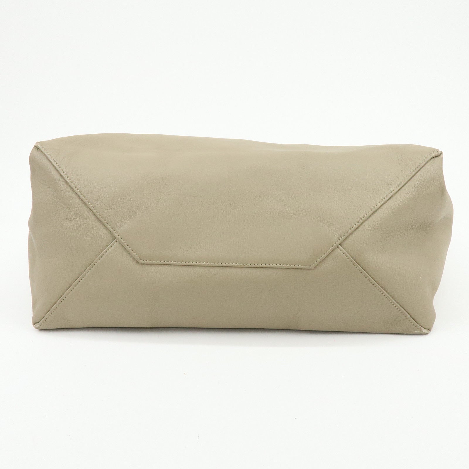 CELINE Leather Tote Bag Shoulder Bag Greige