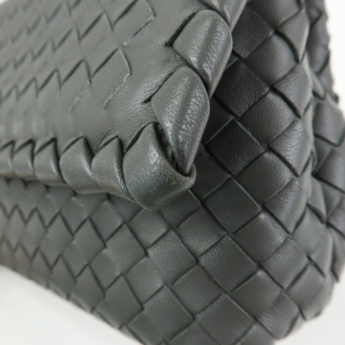 BOTTEGA VENETA Intrecciato Small Olimpia Chain Shoulder Bag Gray