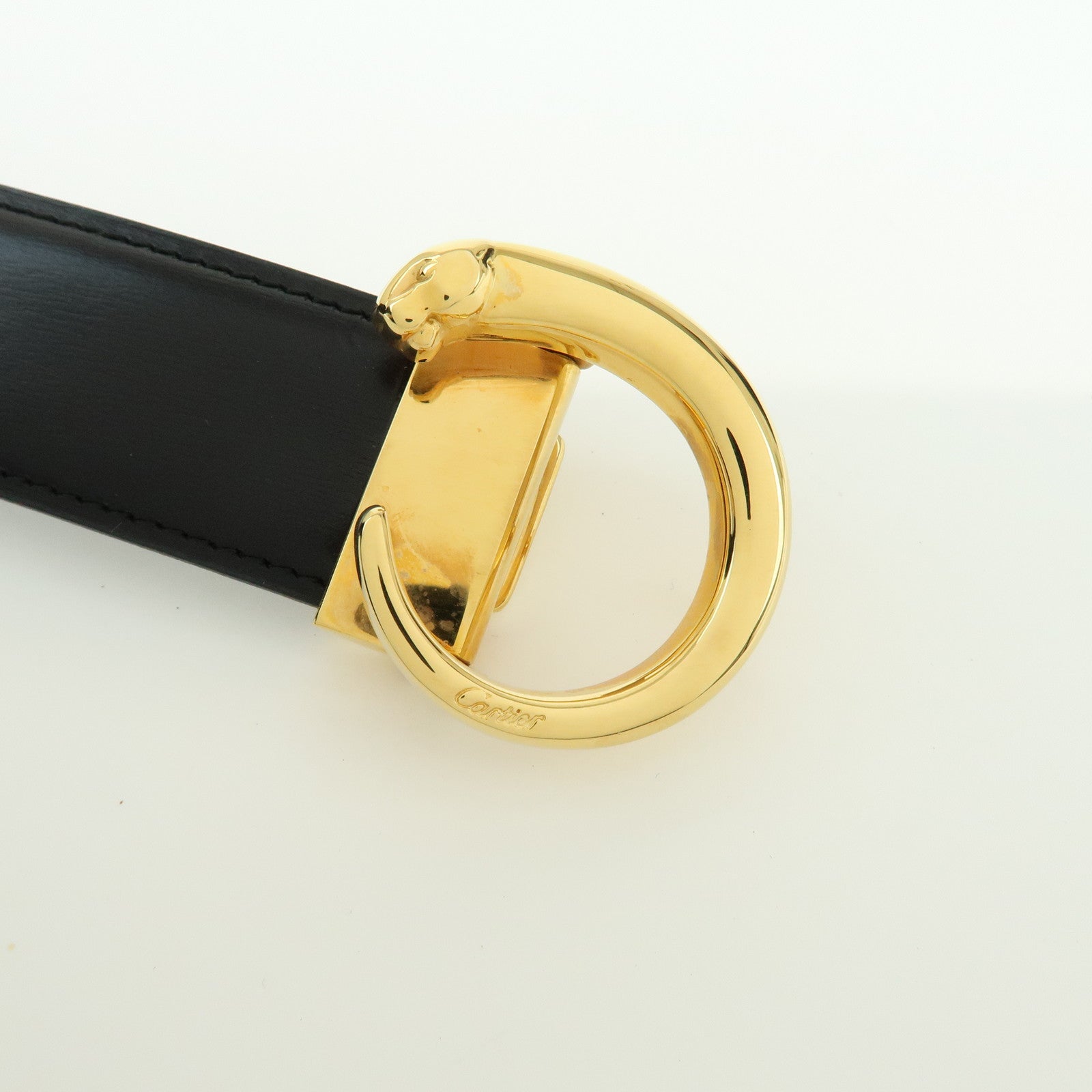Cartier Must de Cartier Panthere Leather Belt Black