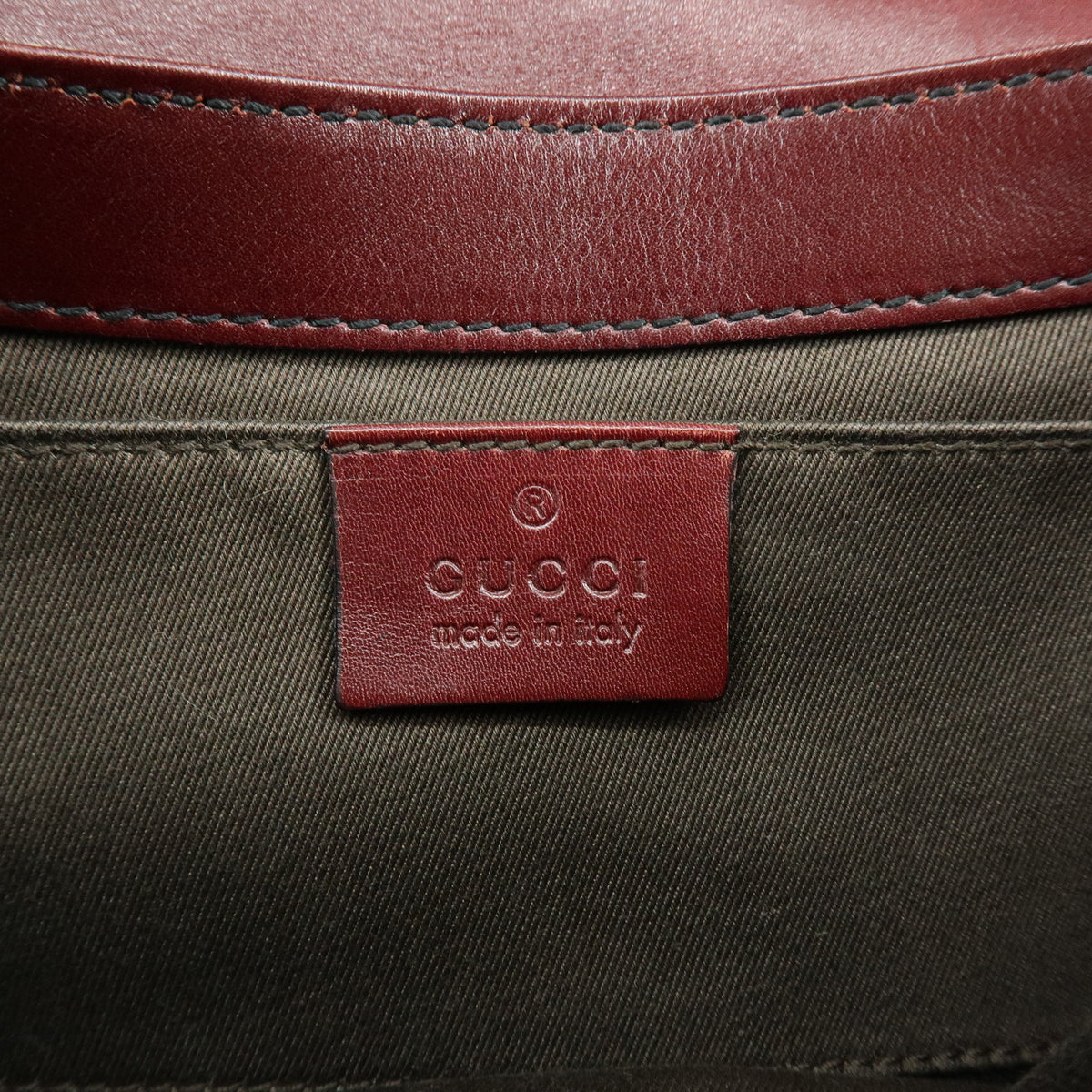 GUCCI Horsebit GG Canvas Leather Chain Hand Bag Brown Bordeaux 119186