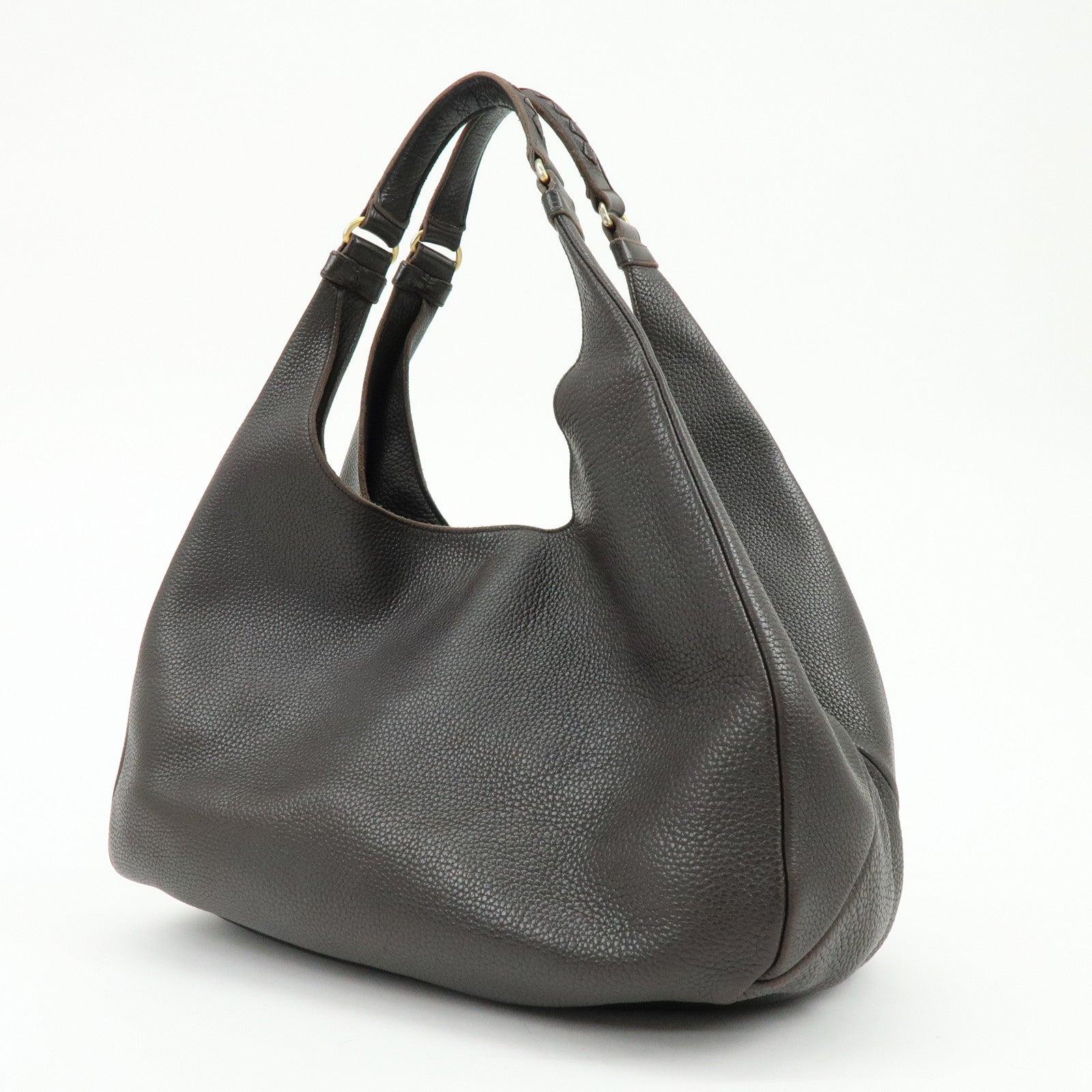 BOTTEGA VENETA Intrecciato Campana Large Leather Shoulder Bag Brown