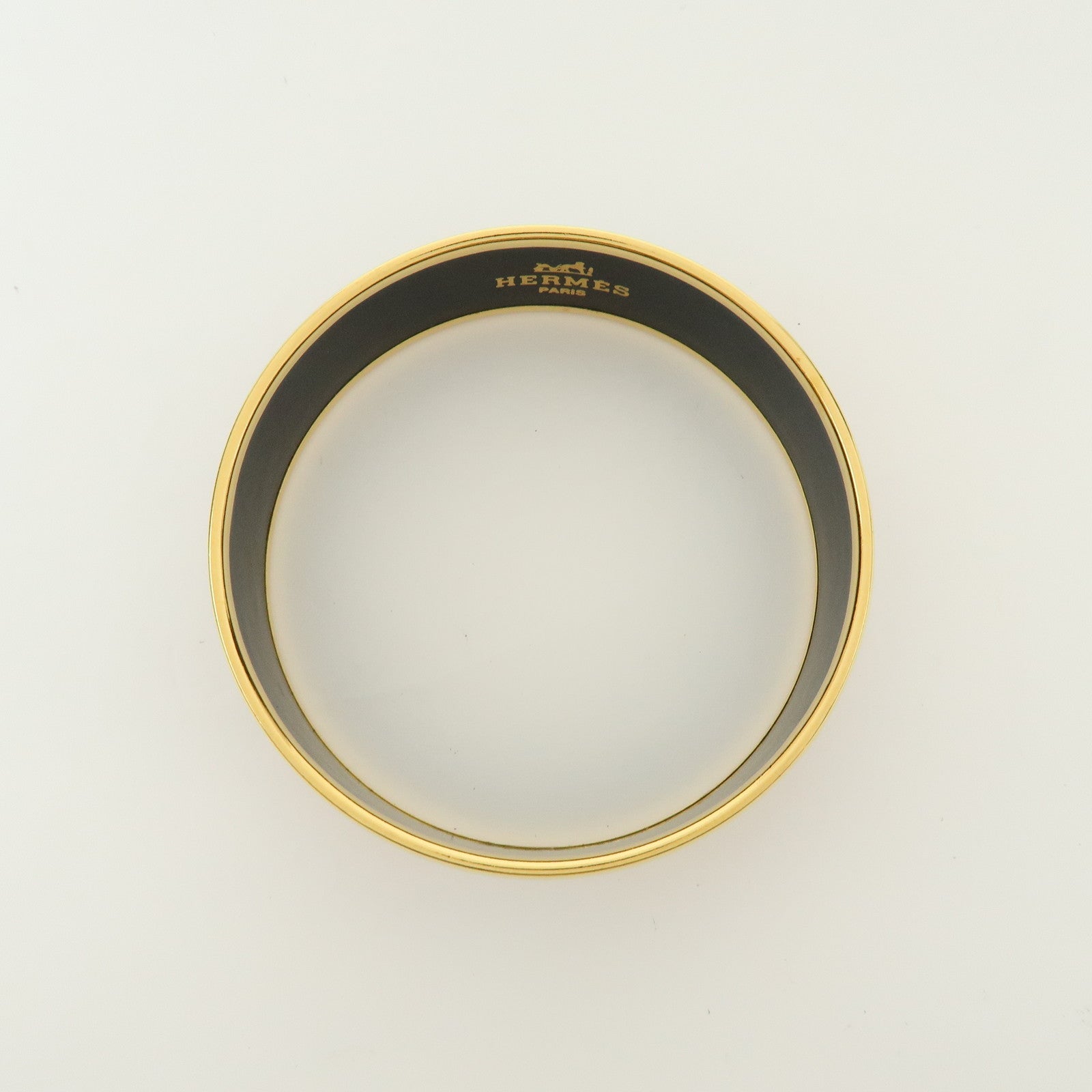 HERMES Email GM Plated Bangle Bracelet Tigre Royal Red Gold