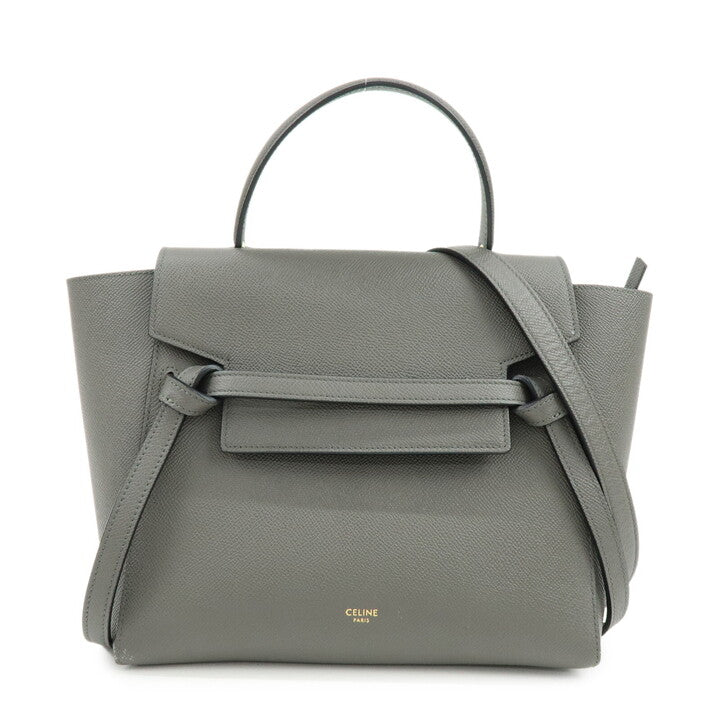 CELINE Micro Belt Bag Calf Leather 2WAY Bag Hand Bag Gray