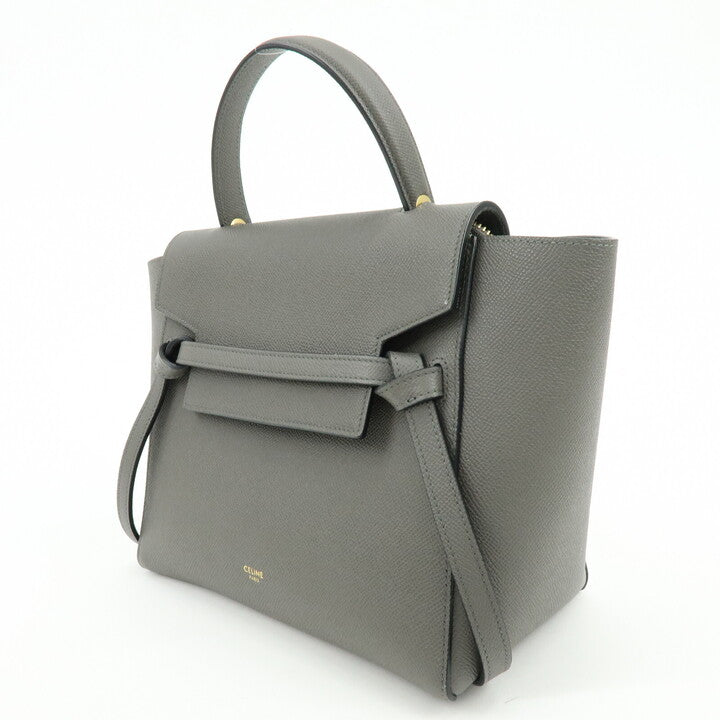 CELINE Micro Belt Bag Calf Leather 2WAY Bag Hand Bag Gray