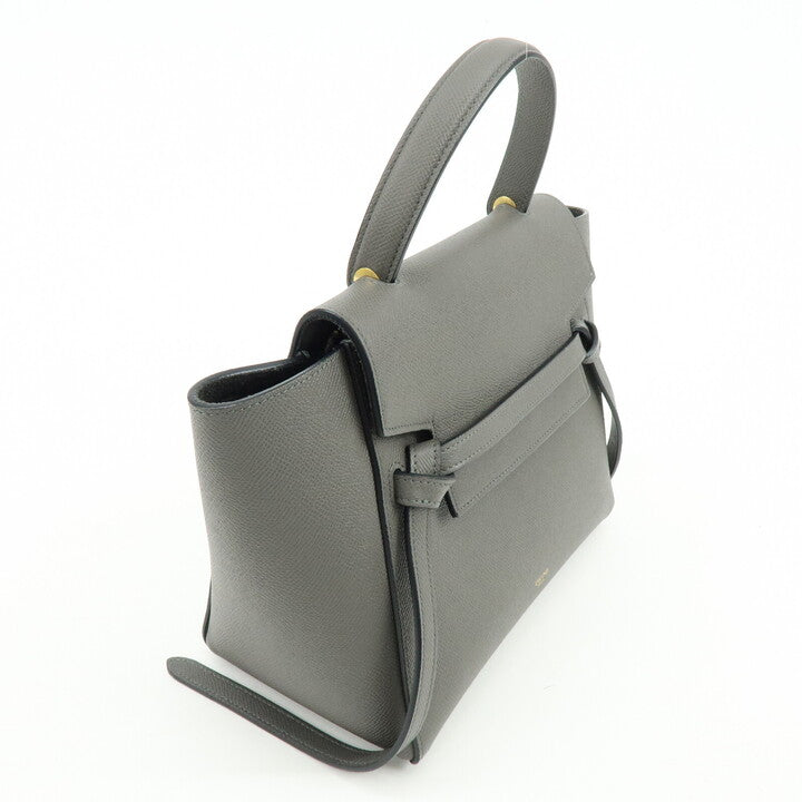 CELINE Micro Belt Bag Calf Leather 2WAY Bag Hand Bag Gray