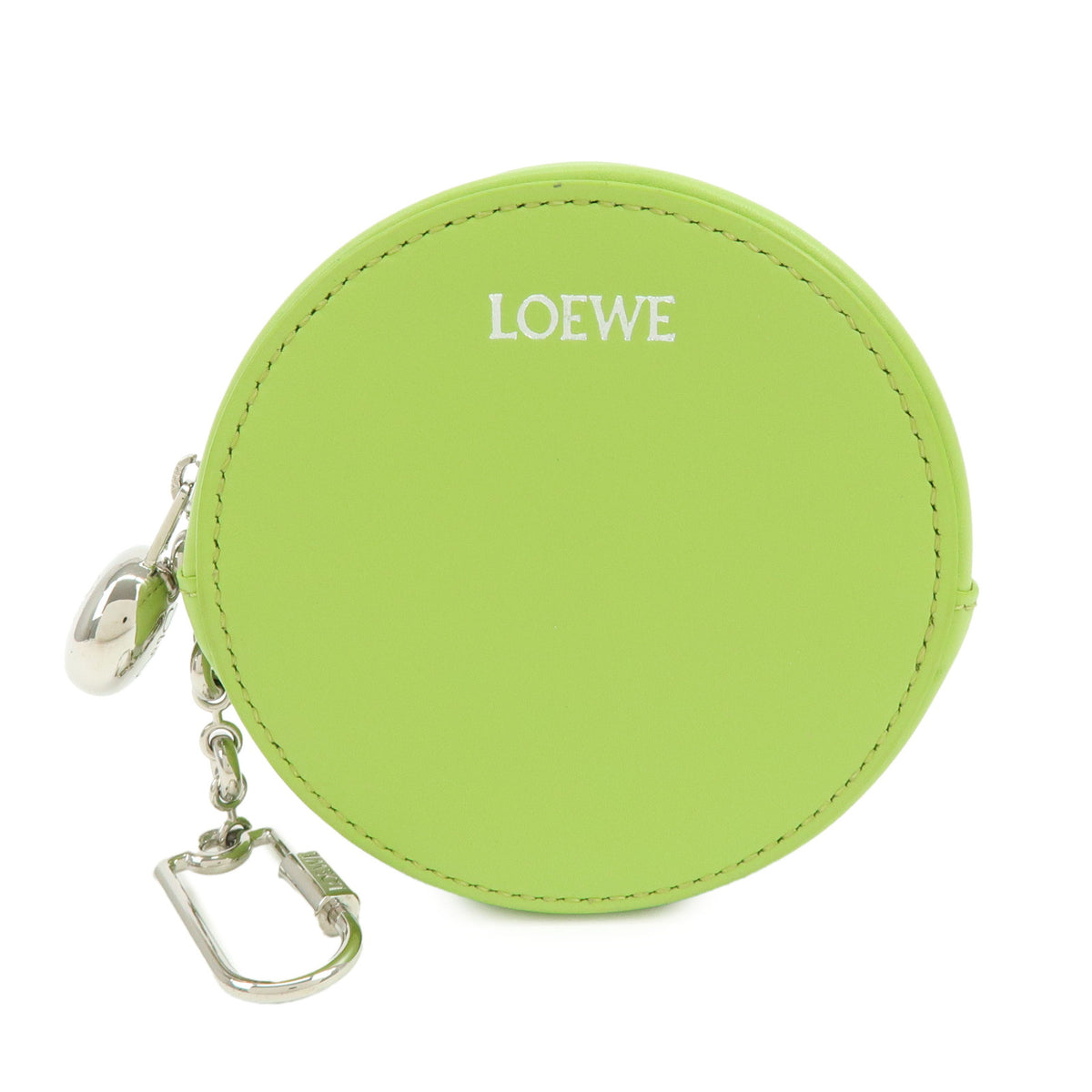LOEWE Calf Leather Pebble Cookie Key Holder Pouch Coin Case Green
