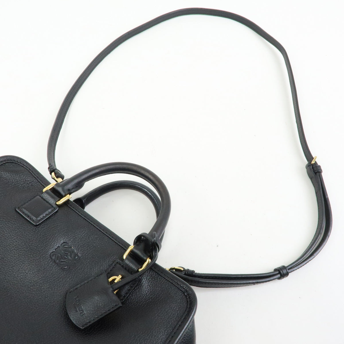 LOEWE Anagram Amazona 23 Leather Hand Bag Shoulder Bag Black
