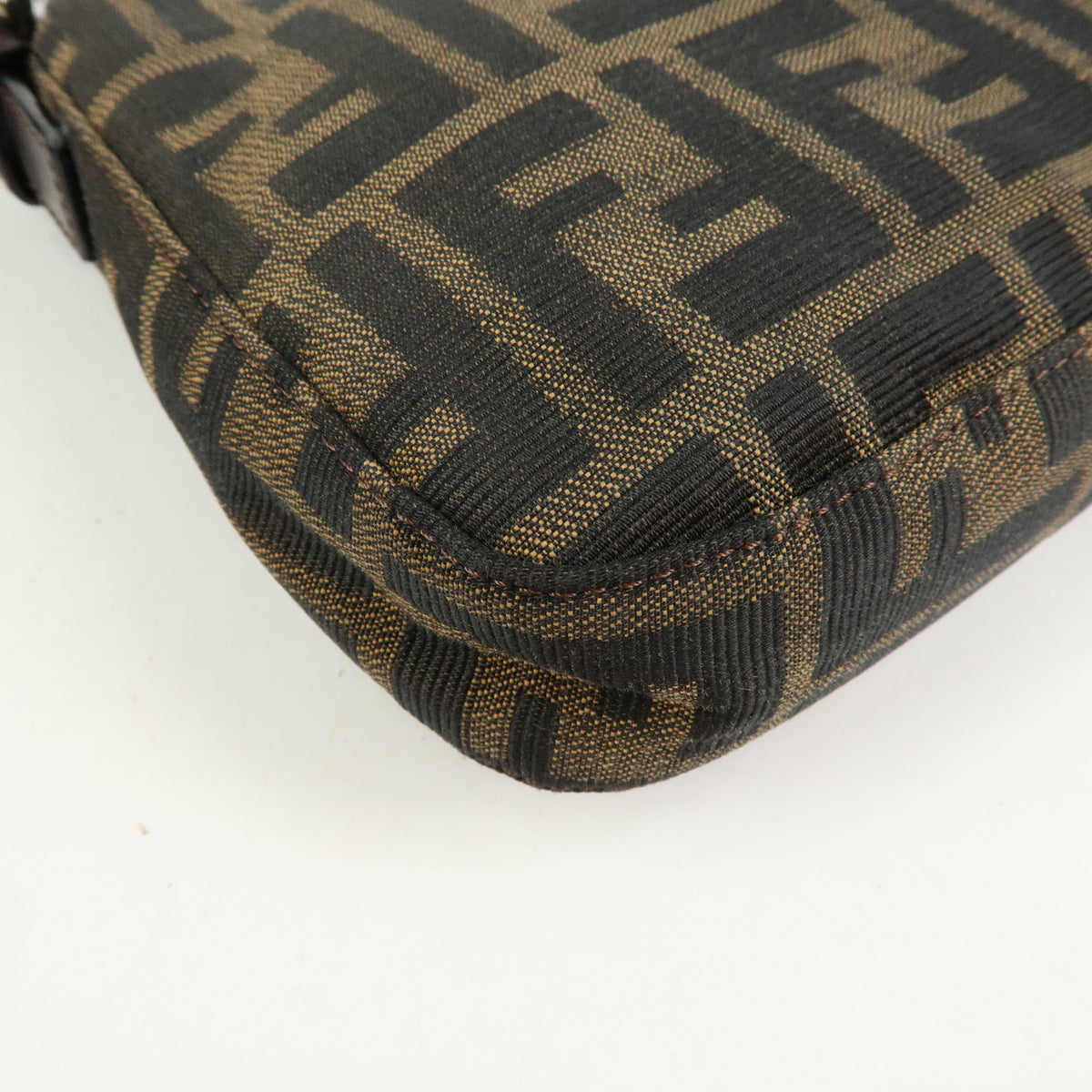 FENDI Zucca Mamma Baguette Jacquard Canvas Leather Shoulder Bag 26424