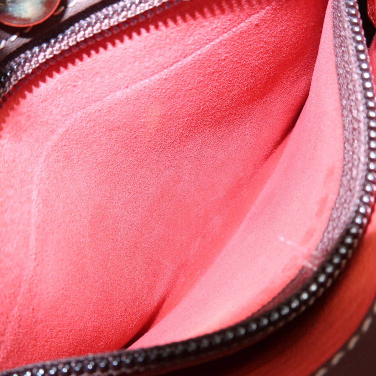 LOEWE Anagram Suede Leather Mini Hand Bag Tote Shoulder Bag Red