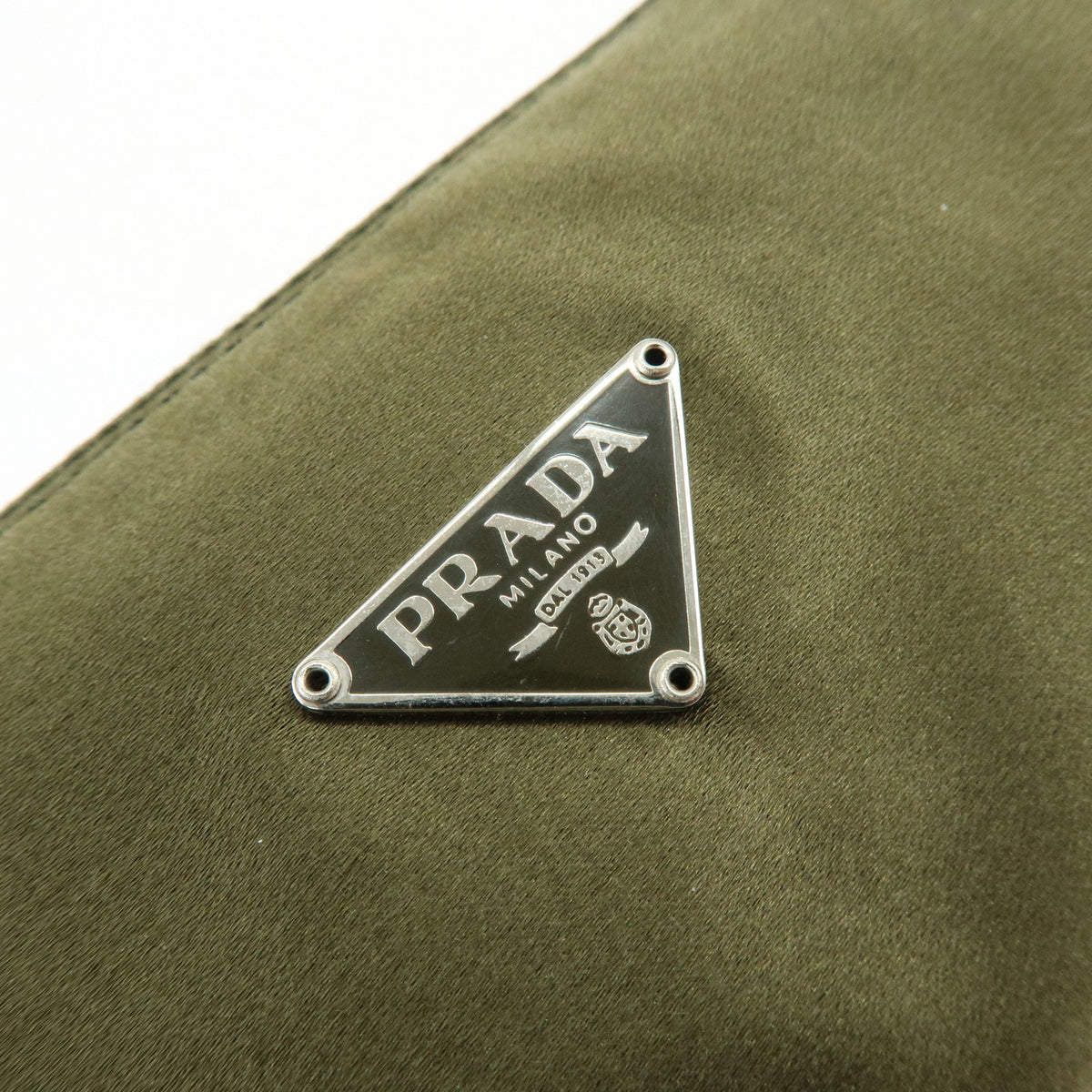 PRADA Triangle Logo Lot of 2 Nylon Pouch Cosmetic Case Black Khaki