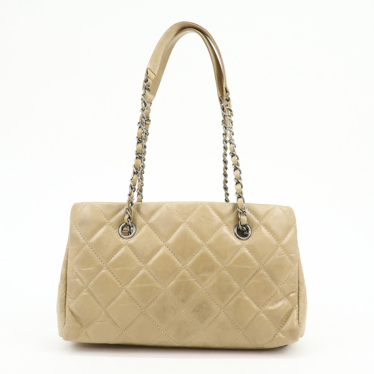 CHANEL COCO Mark Matelasse Chain Shoulder Bag Tote Bag Beige Silver