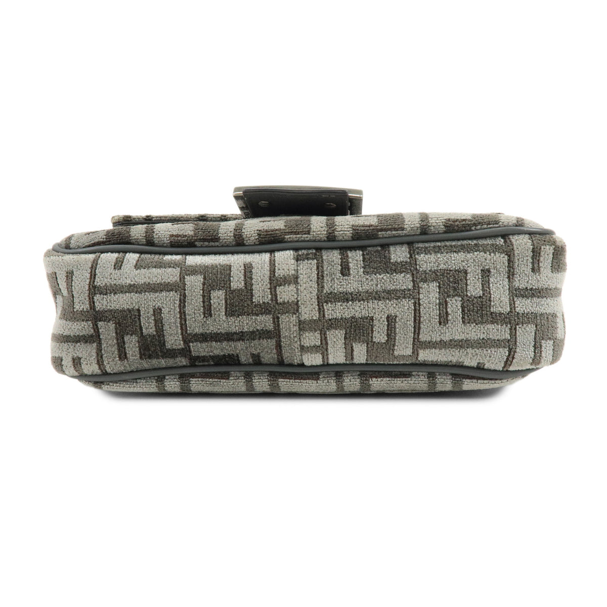 FENDI Zucca Baguette Chain Midi Viscose Shoulder Bag Gray 8BR793
