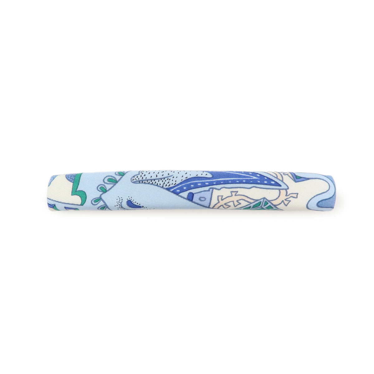 HERMES Eclipse GM Silk 100% Metal Hair Accessory Barrette Blue