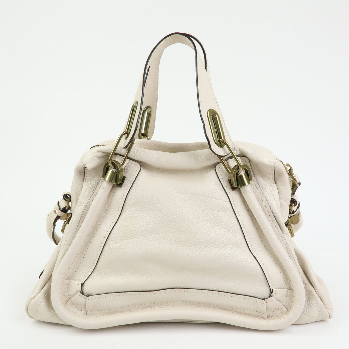 Chloe Paraty Leather 2Way Bag Shoulder Bag Hand Bag Ivory