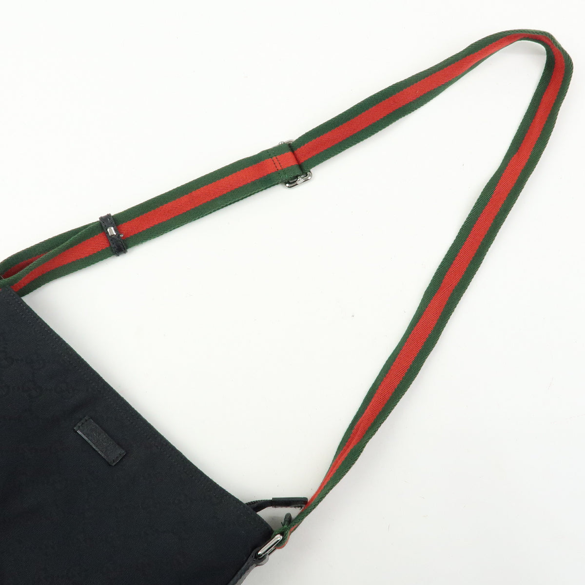 GUCCI Sherry GG Canvas Leather Shoulder Bag Crossbody Bag Black 189749