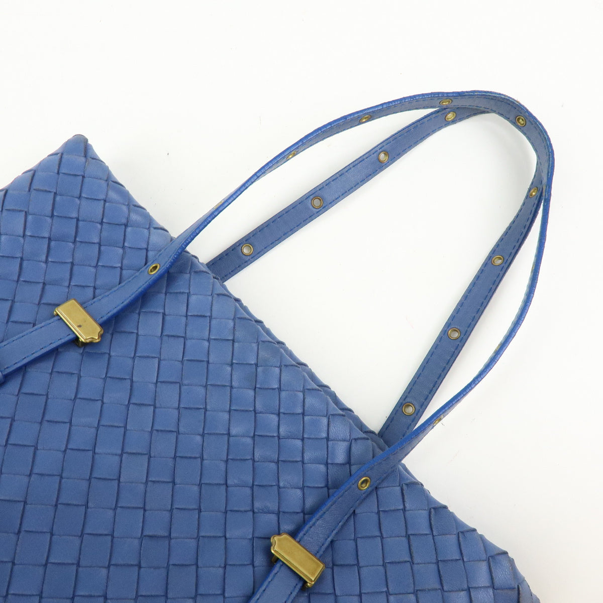 BOTTEGA VENETA Intrecciato Leather Tote Bag Hand Bag Blue V00A2