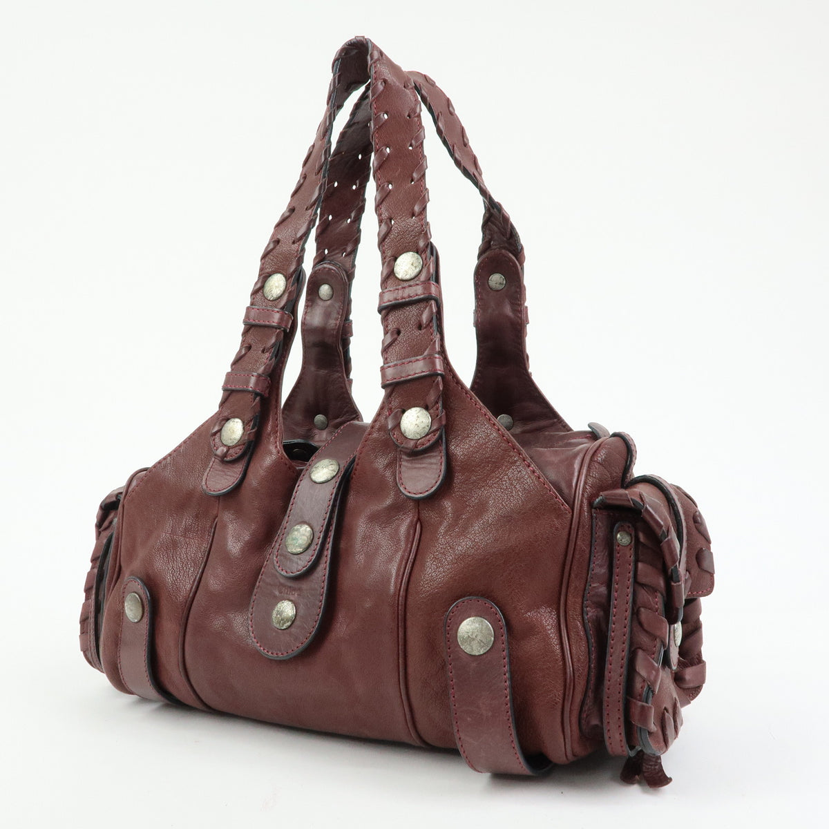 Chloe Silverado Leather Boston Bag Shoulder Hand Bag Brown