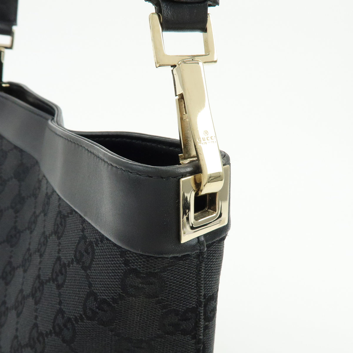 GUCCI GG Canvas Leather Shoulder Bag Hand Bag Black 33900