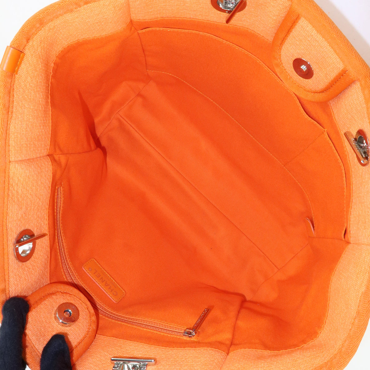 CHANEL Deauville MM Straw Leather Tote Bag Shoulder Bag Orange A67001
