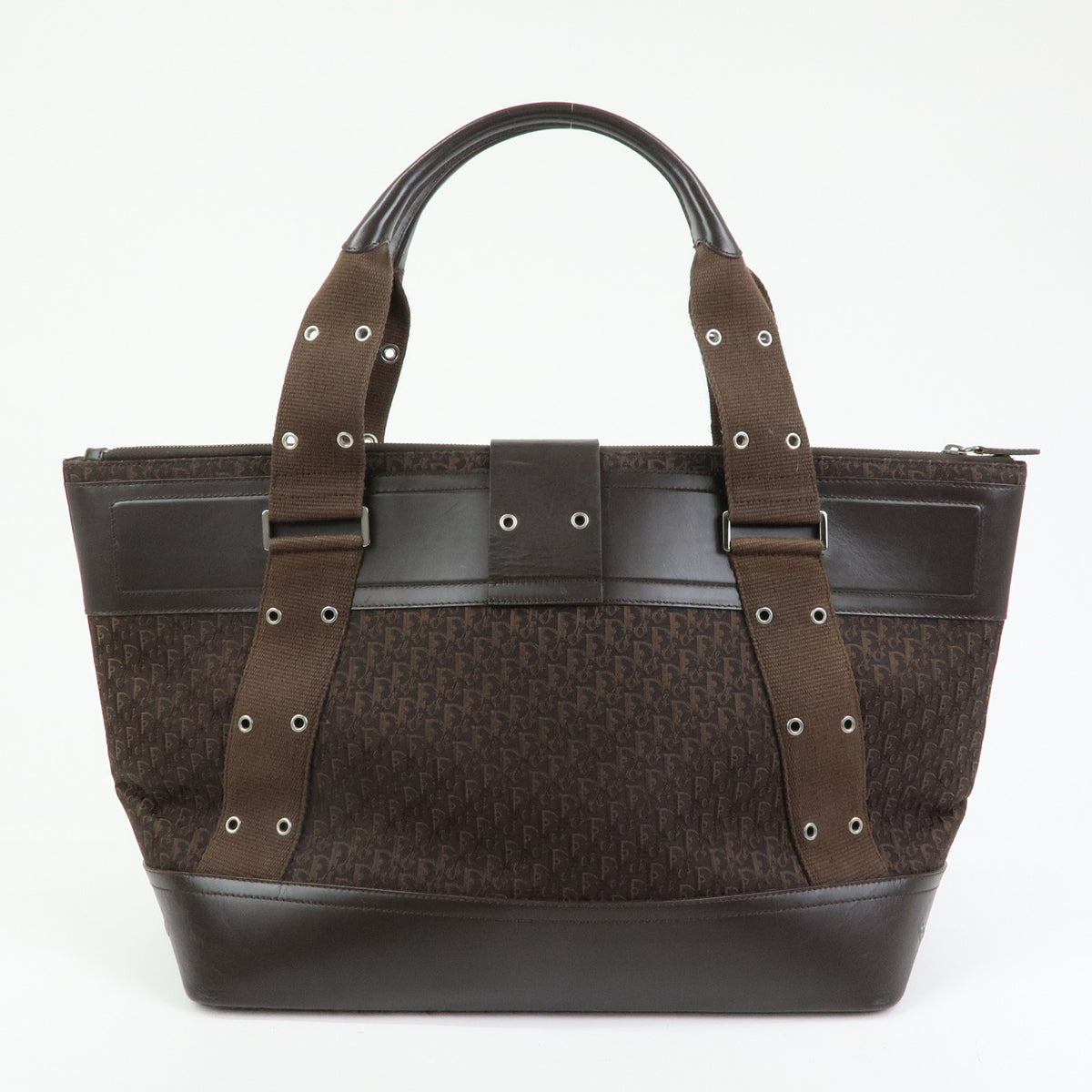 Christian Dior Trotter Street Chic Canvas Leather Hand Bag Brown