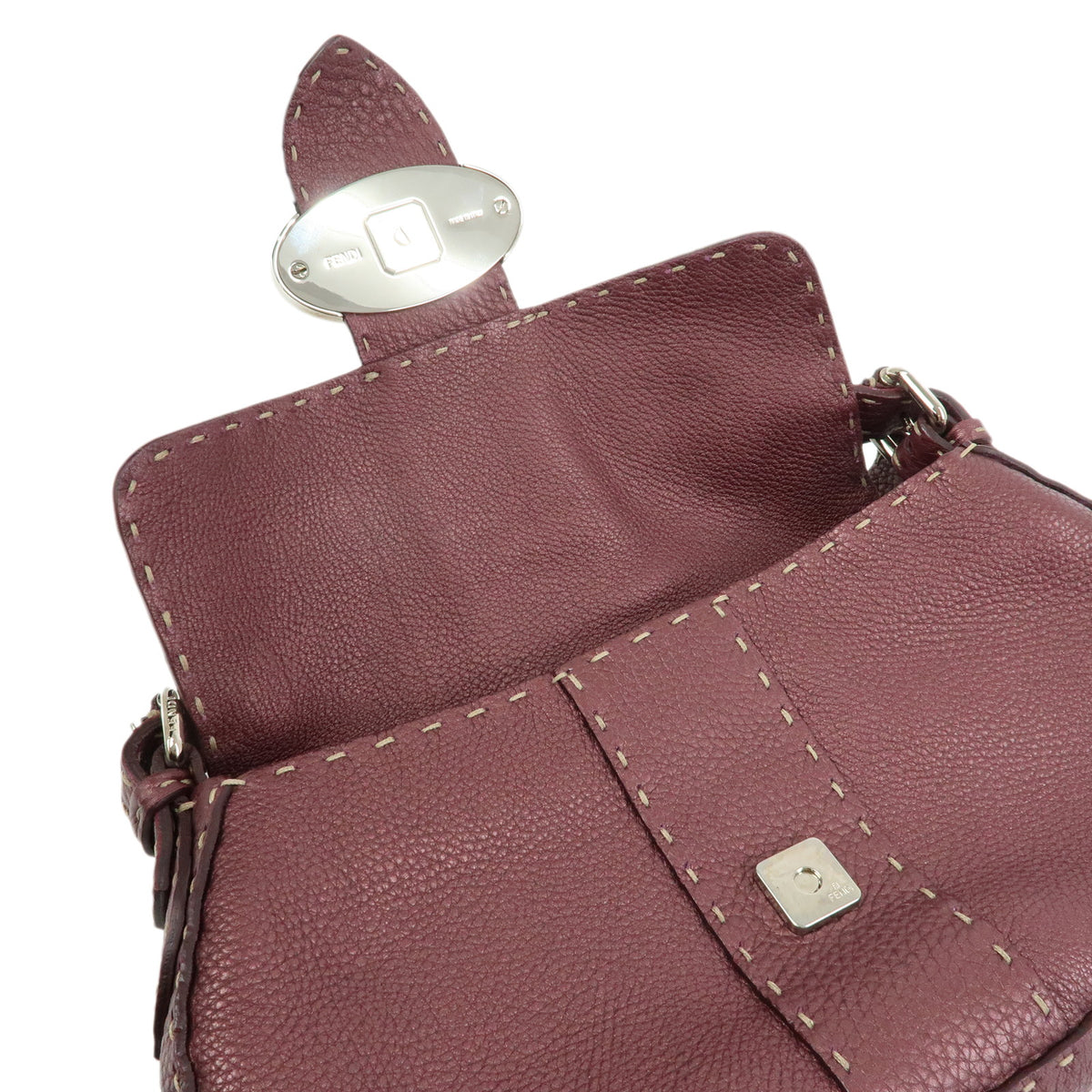 FENDI Selleria Leather Shoulder Bag Hand Bag Purple 8BR407
