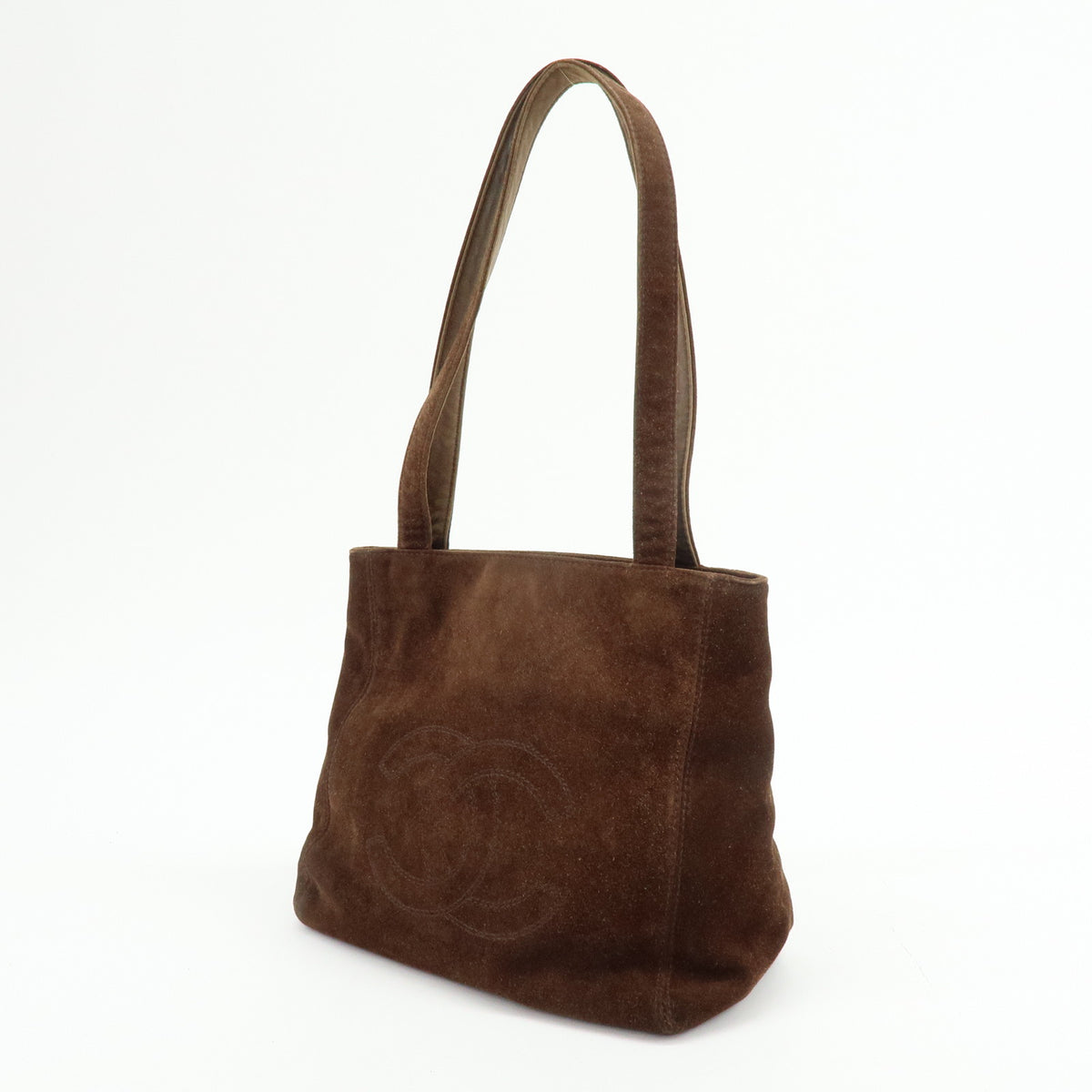 CHANEL COCO Mark Suede Tote Bag Shoulder Bag Brown