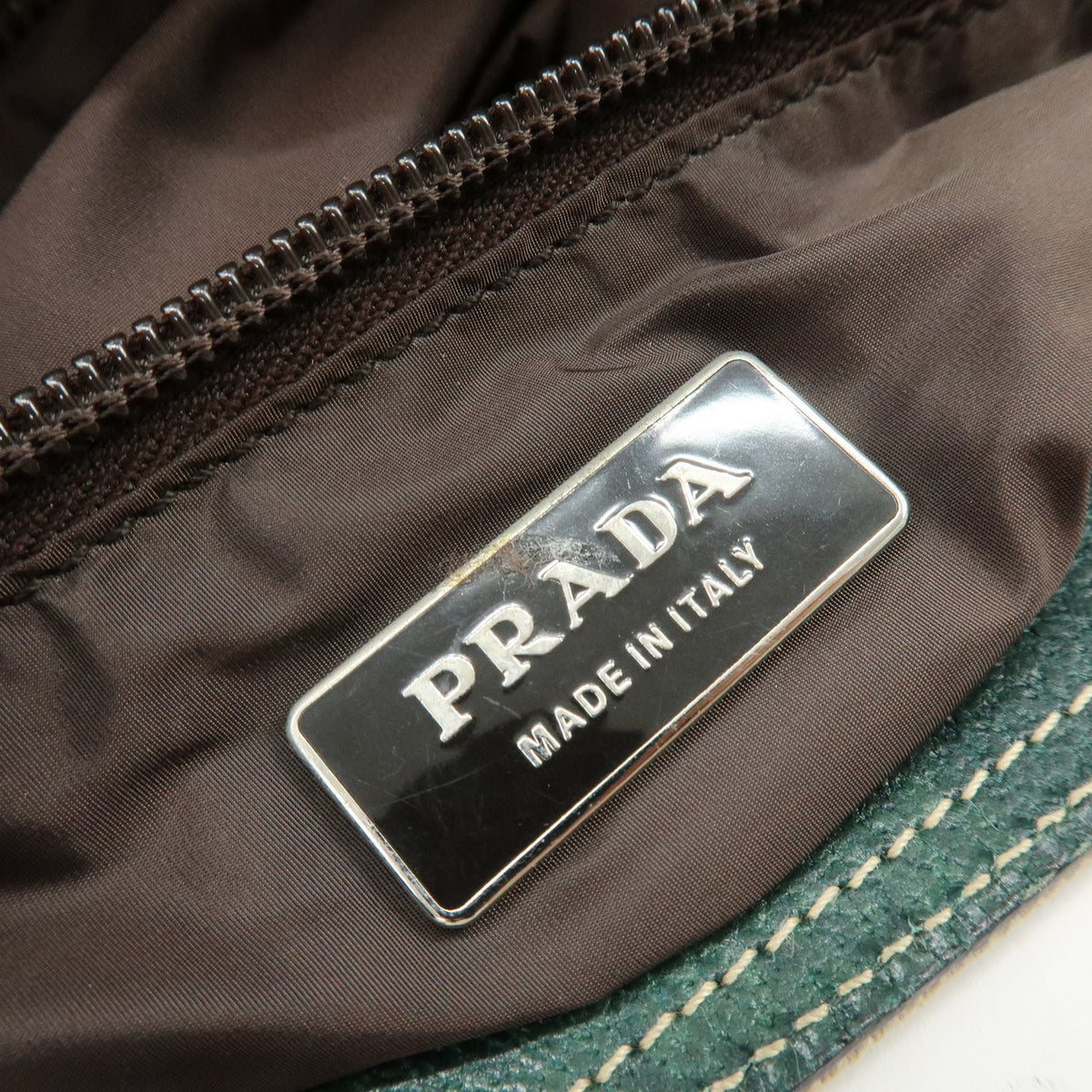 PRADA Triangle Logo Canvas Leather Shoulder Bag Crossbody Bag VS0032