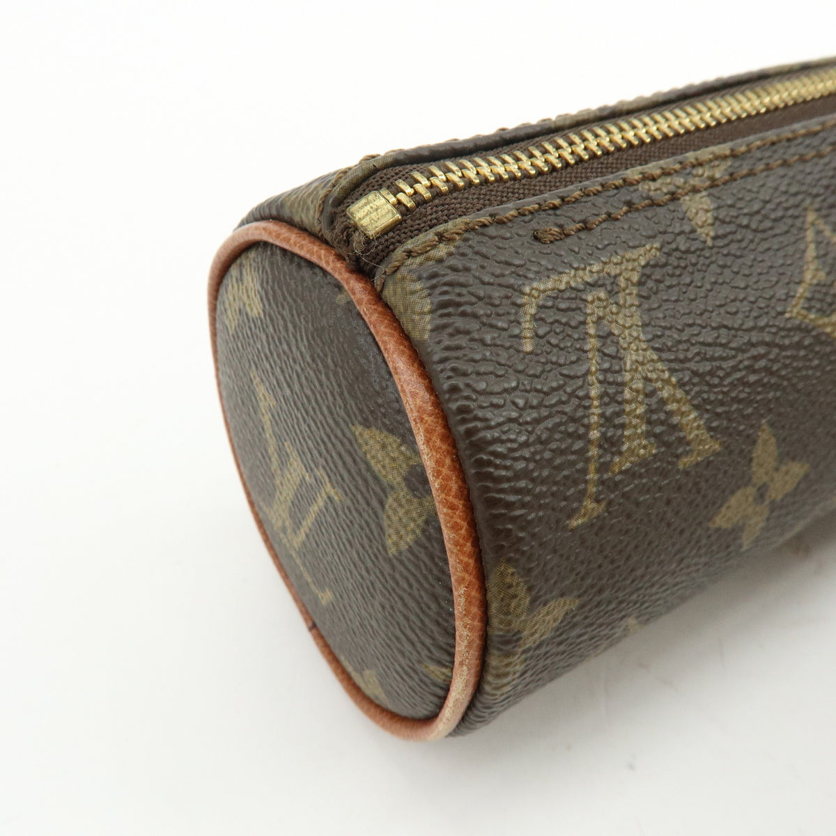 Louis Vuitton Monogram Trousse Ronde Pen Case Pouch Brown M47630