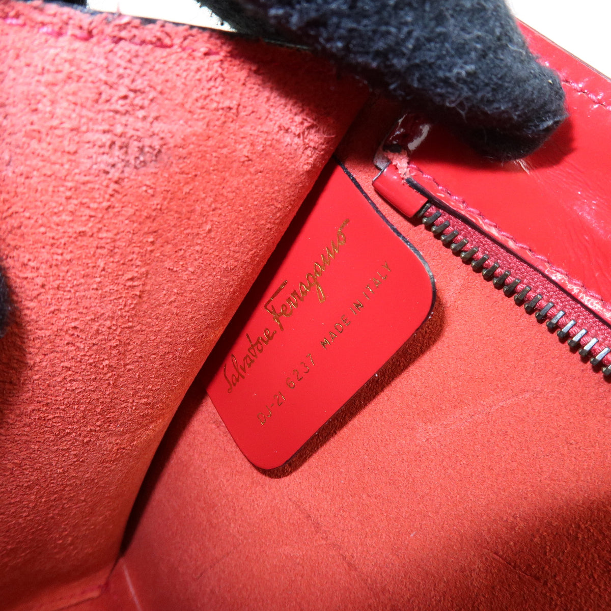 Ferragamo Patent Leather Shoulder Bag Crossbody Bag Red
