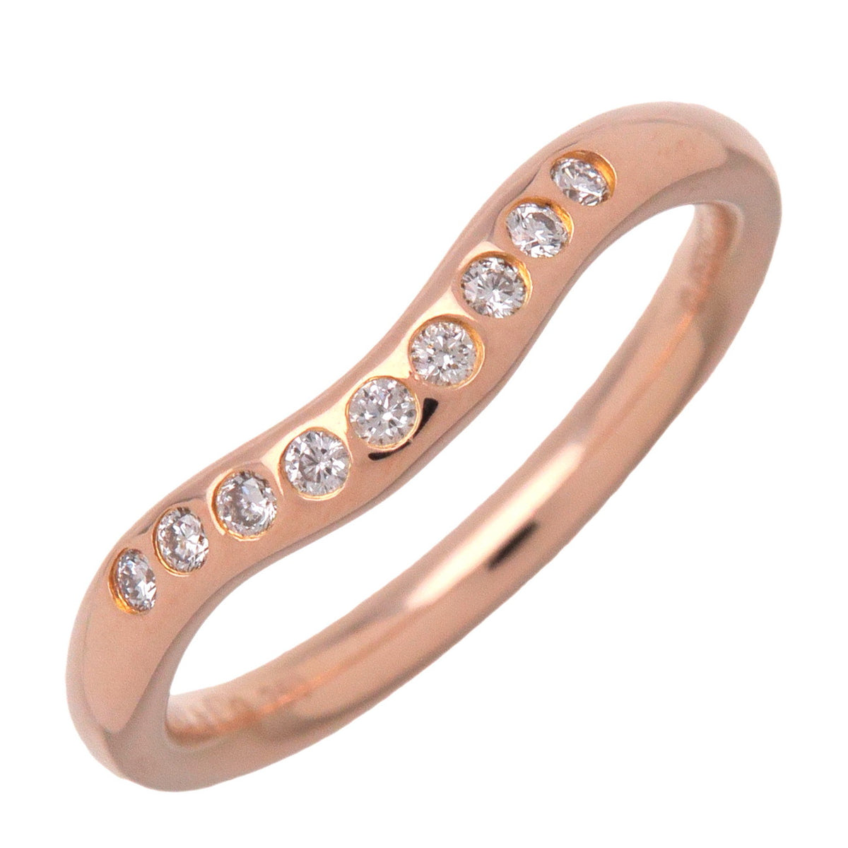 Tiffany & Co Curved Band 9P Diamond Ring K18 750PG Rose Gold US3.75