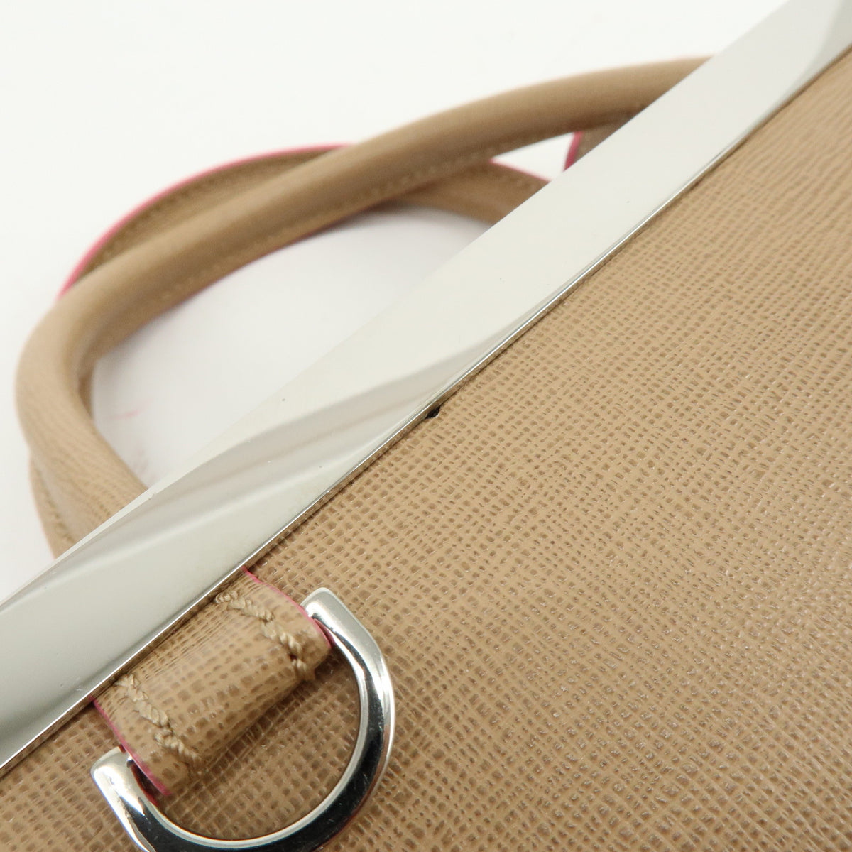 FENDI PETITE 2JOURS Calf Leather 2Way Bag Hand Bag Beige Pink 8BH253