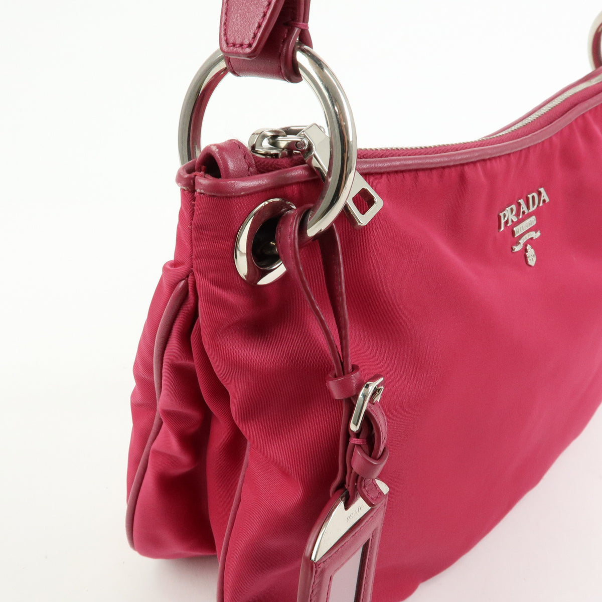 PRADA Logo Nylon Leather Shoulder Bag Hand Bag Pink