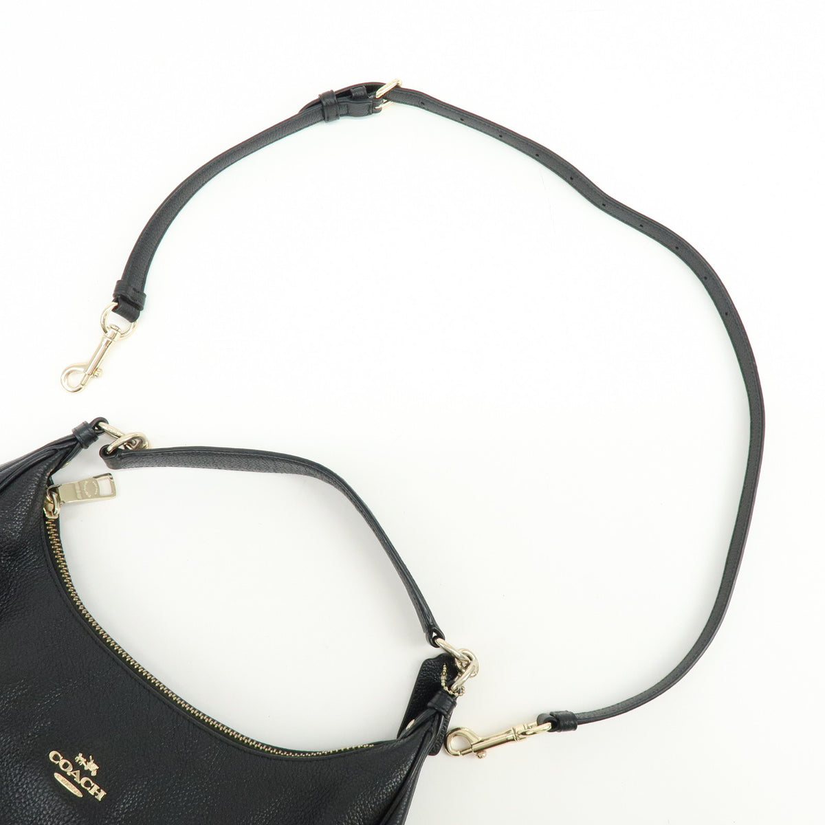 COACH Logo Leather 2Way Shoulder Bag Hand Bag Black