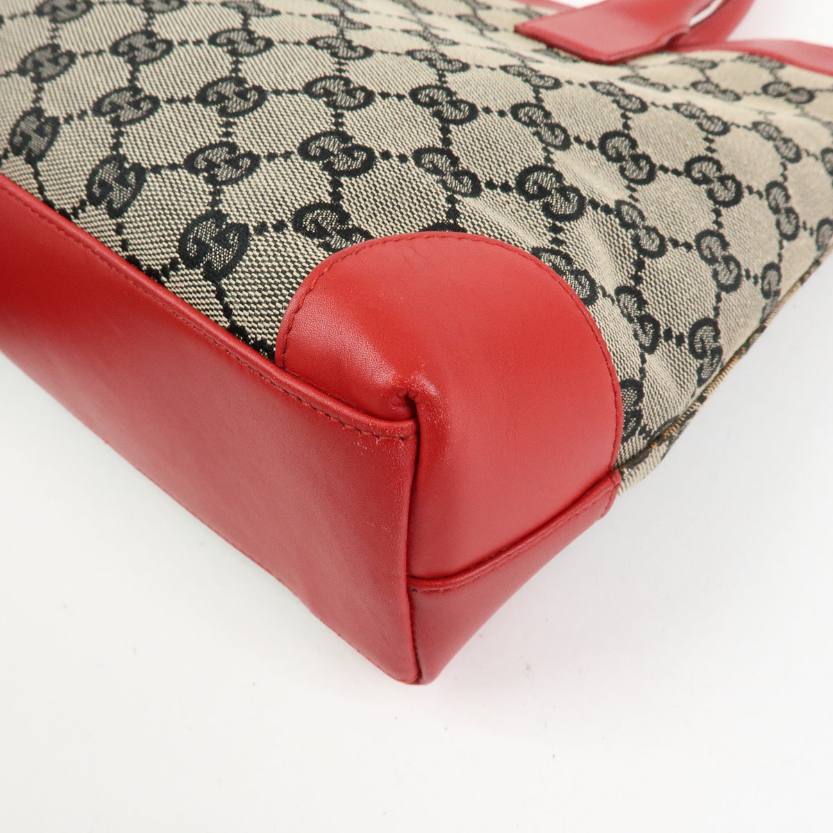 GUCCI GG Canvas Leather Tote Bag Hand Bag Beige Red 002・1119