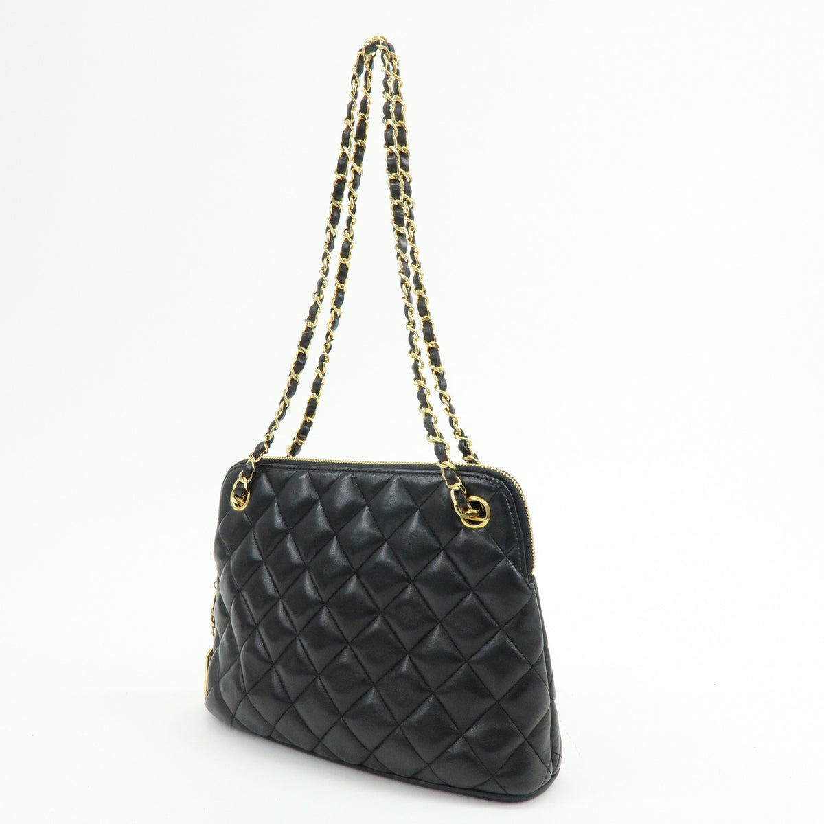 CHANEL Matelasse Lamb Skin Chain Shoulder Bag Hand Bag Black