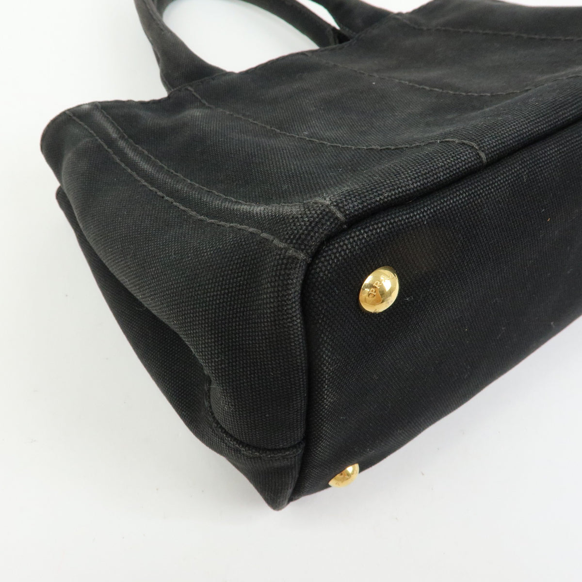 PRADA Triangle Logo Canapa Mini 2Way Bag Hand Shoulder Bag Black B2439G