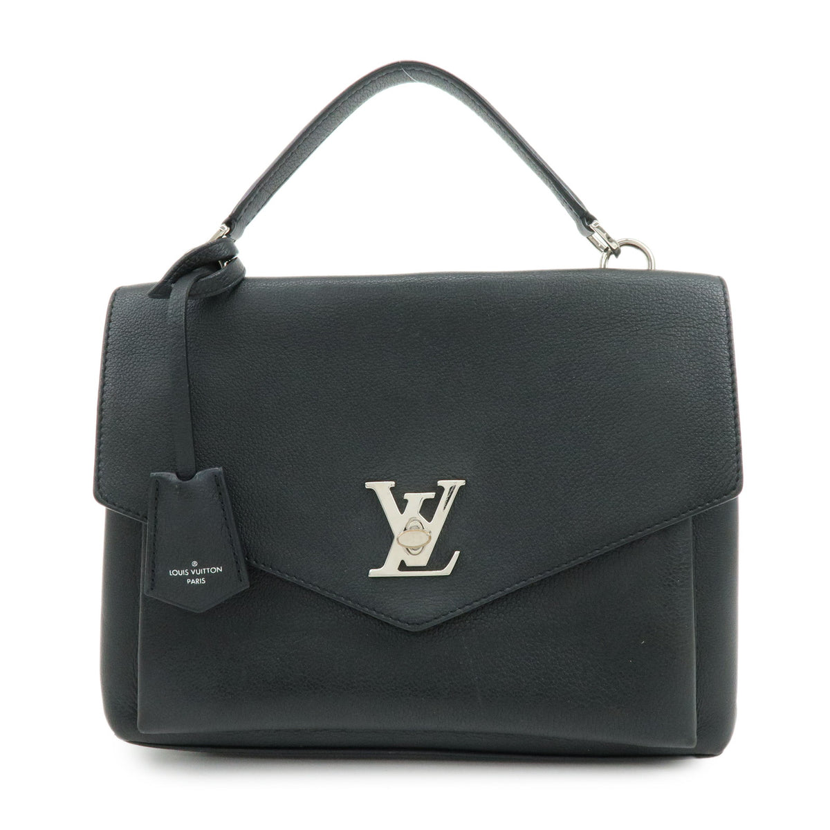 Louis Vuitton My Lockme Satchel Grained Calf Skin Hand Bag Noir M54849
