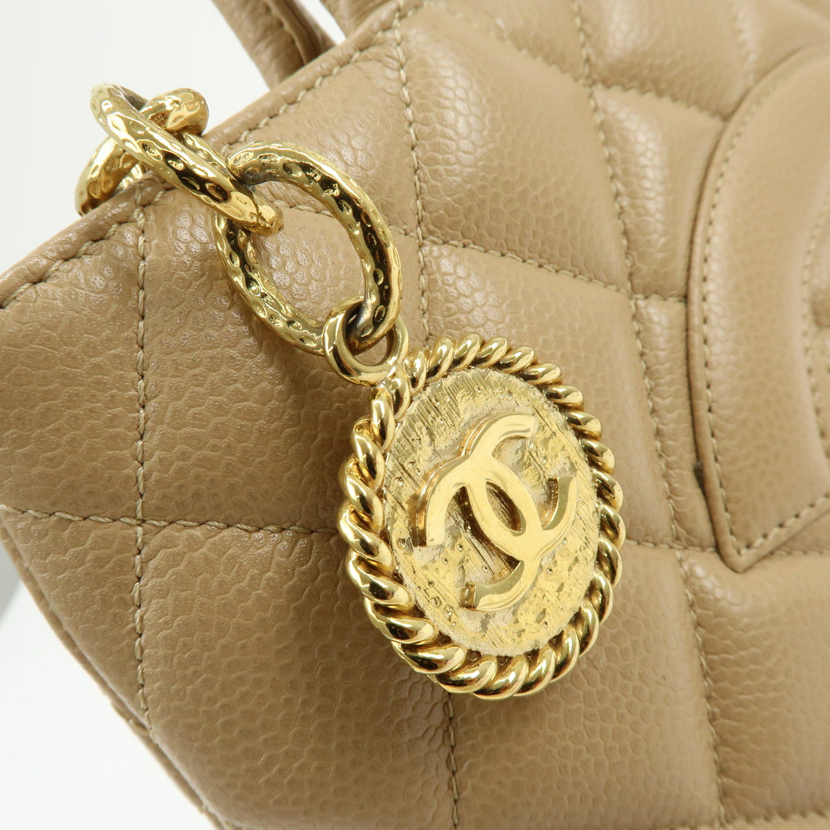 CHANEL Medallion Matelasse COCO Mark Tote Bag Hand Bag Beige A01804