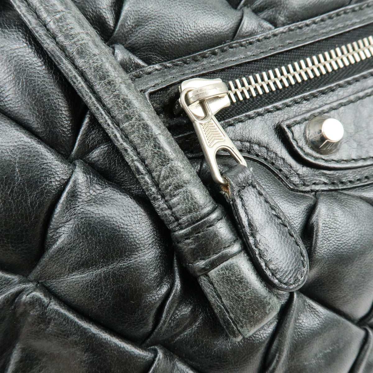 BALENCIAGA The Matelasse Leather Hand Bag Mini Boston Bag 182089