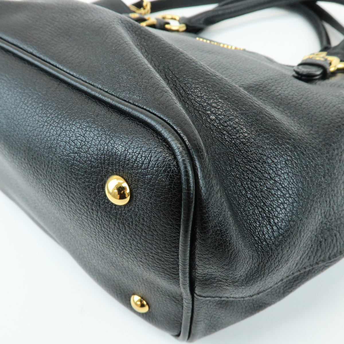 MIU MIU Madras Leather 2Way Shoulder Bag Hand Bag Black RN0886
