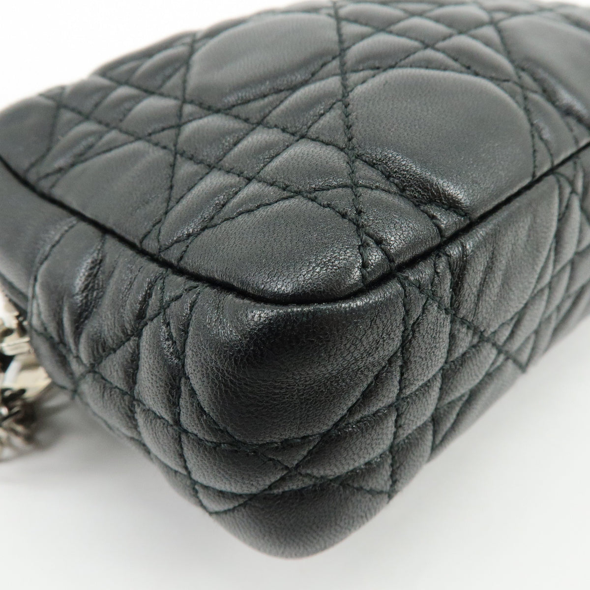 Christian Dior Lady Dior Cannage Accessory Pouch Makeup Bag Black