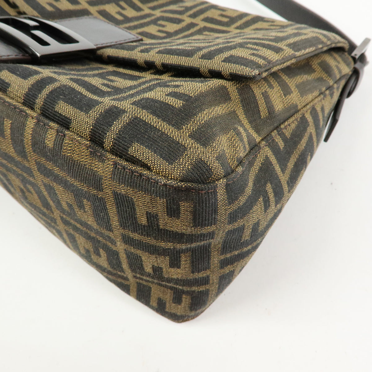 FENDI Zucca Mamma Baguette Jacquard Canvas Leather Shoulder Bag 8BR001