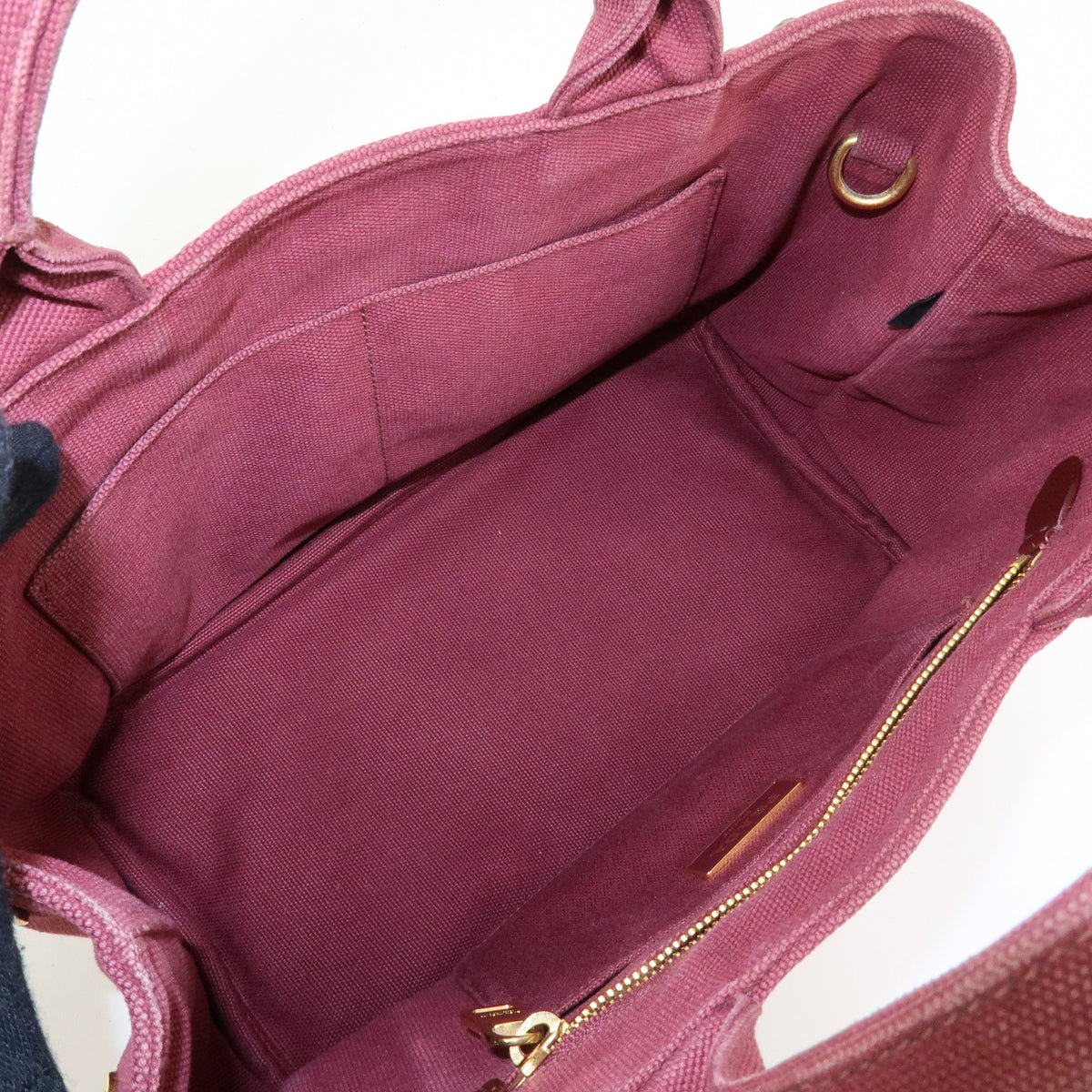PRADA Triangle Logo Canapa Mini Canvas 2Way Bag Bijoux Bordeaux 1BG439