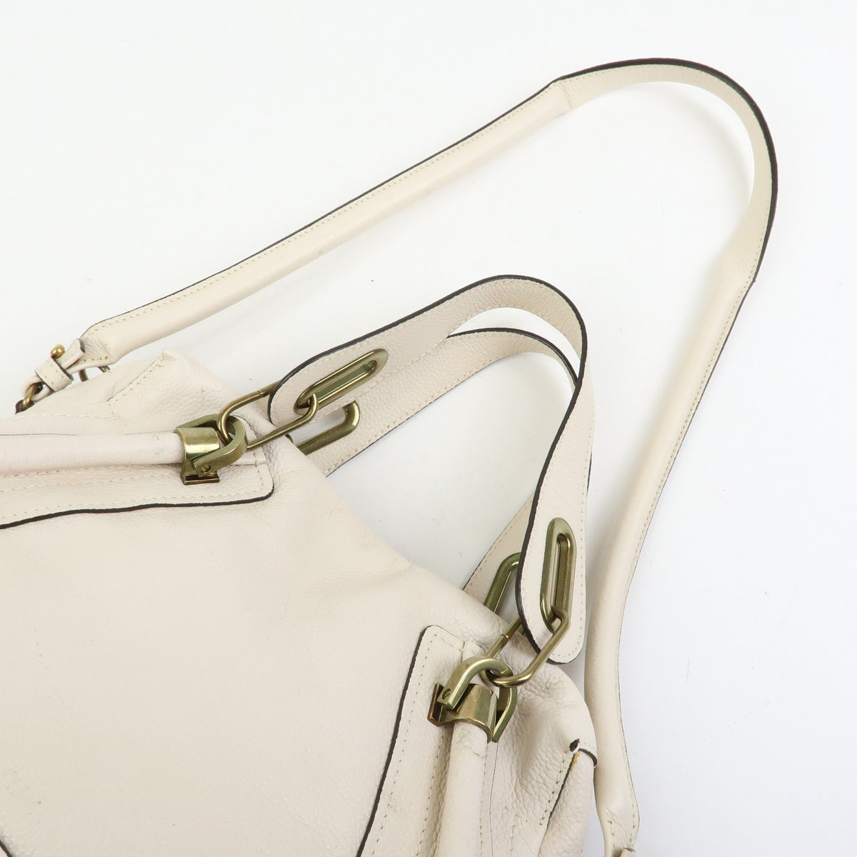 Chloe Paraty Leather 2Way Bag Shoulder Bag Hand Bag Ivory