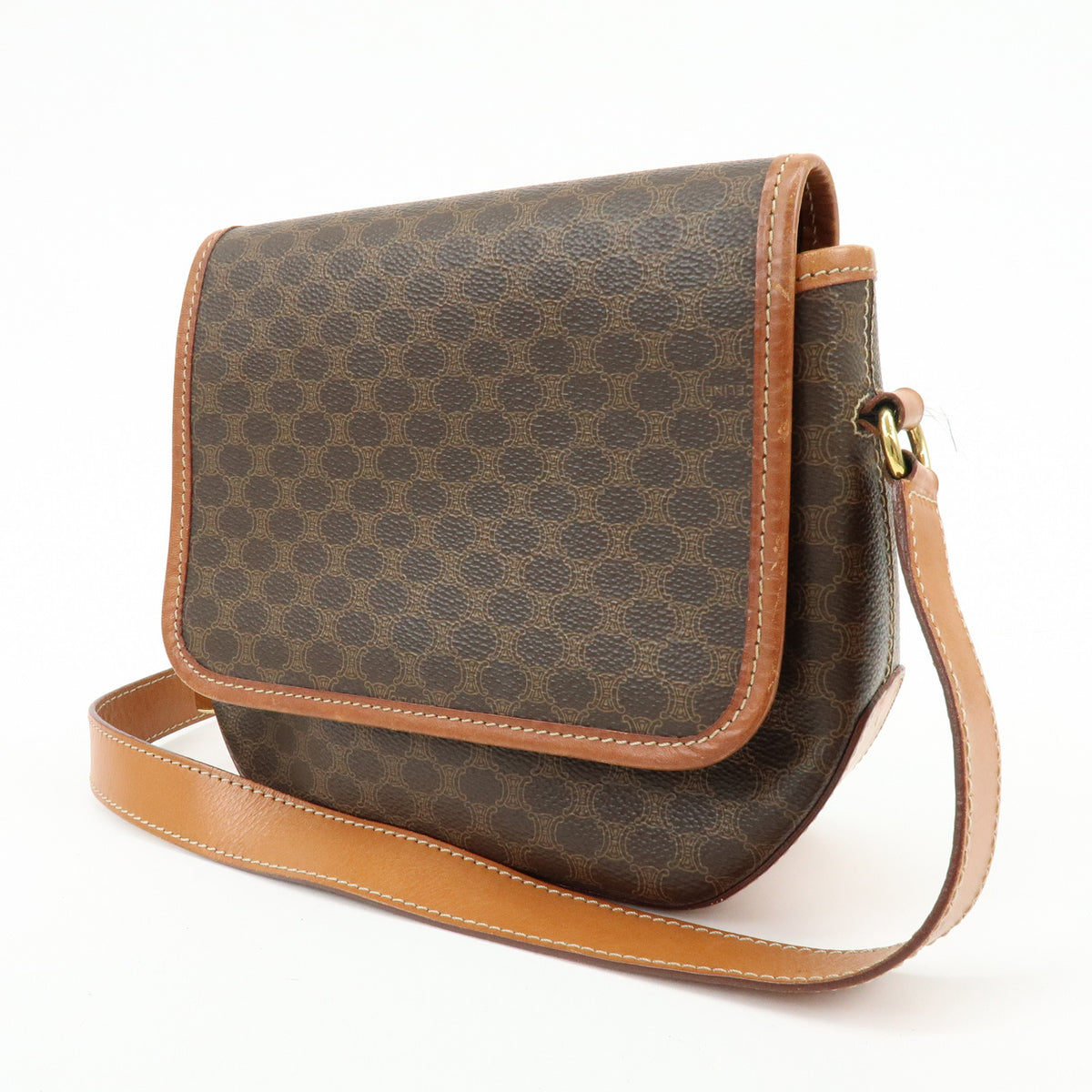 CELINE Macadam PVC Leather Shoulder Bag Crossbody Bag Brown