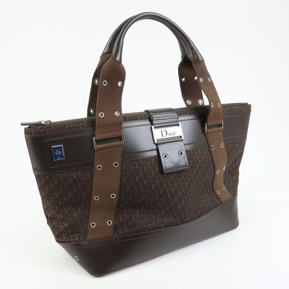 Christian Dior Trotter Street Chic Canvas Leather Hand Bag Brown