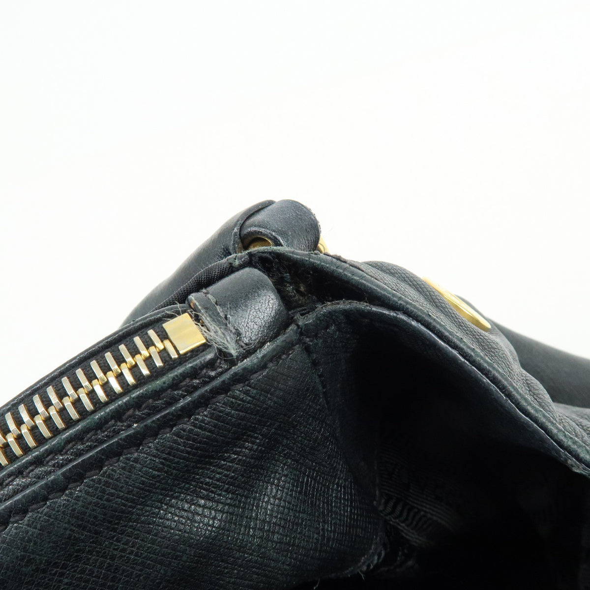 PRADA Nylon Saffiano Leather Shoulder Bag Hand Bag Black