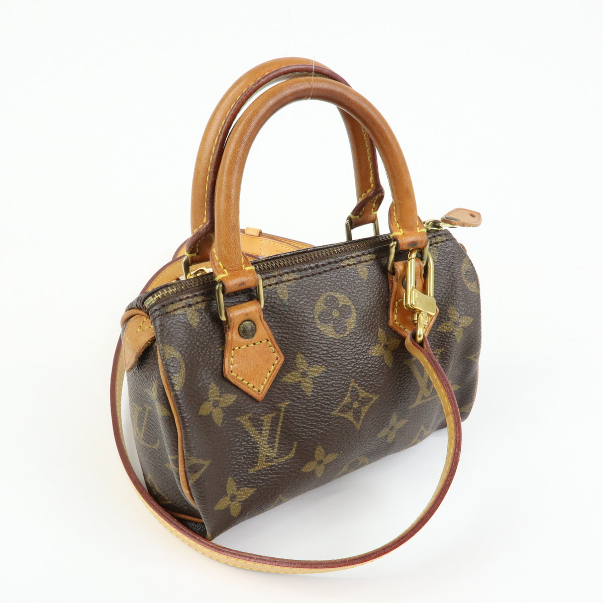 Louis Vuitton Monogram Mini Speedy Hand Bag & Strap M41534 J00142 Lot